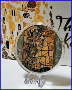 2023 Ghana The Kiss Stained Glass Art 2 oz Antique finish Silver Coin 500 Mint
