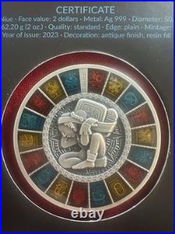 2023 Haab? Alendar 2 oz Antiqued Silver Coin Only 500 Minted! Niue