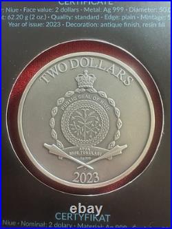 2023 Haab? Alendar 2 oz Antiqued Silver Coin Only 500 Minted! Niue