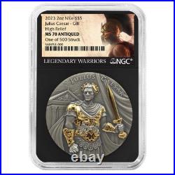 2023 Julius Caesar 2 oz High Relief Silver Antiqued & Gold Gilded NGC MS70