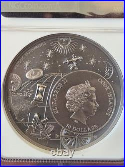 2023 NGC MS70 Cook Is. S$10 Astrolabe 2oz Antique finish Silver Coin