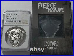 2023 Ngc $5 Niue Fierce Nature Leopard Ms70 Antiqued 2 Ounce. 999 Fine Silver