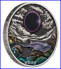 2023 Ningaloo Eclipse 2oz. 9999 Silver Antiqued Colored $2 Coin