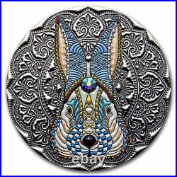 2023 Niue 2 oz Antique Silver Mandala Collection Rabbit SKU#270529