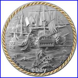 2023 Niue 2 oz Silver Antiqued Battle of Trafalgar Sea Battles Mintage of 300