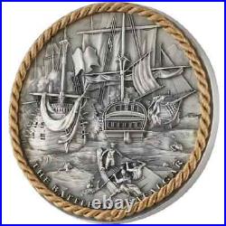 2023 Niue 2 oz Silver Antiqued Battle of Trafalgar Sea Battles Mintage of 300