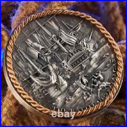 2023 Niue 2 oz Silver Antiqued Battle of Trafalgar Sea Battles Mintage of 300