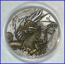 2023 Niue 50 gram The Fire Drake Antique Finish silver coin