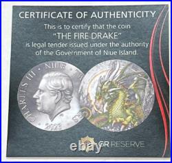 2023 Niue 50 gram The Fire Drake Antique Finish silver coin