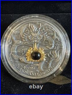 2023 Niue Black Pearl and Dragon Divine Pearls 2 oz Antique finish Silver Coin
