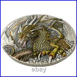 2023 Niue Chris Lovell Fire Drake Dragon 50g Silver Antiqued Coin New in Box