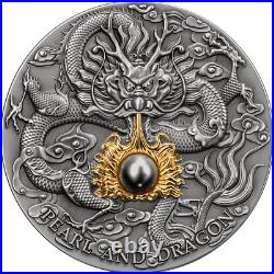 2023 Niue Divine Pearls Black Pearl and Dragon 2oz Silver Antiqued Coin Mint 500