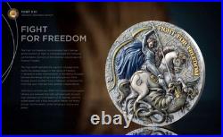 2023 Niue Fight for Freedom (Ukraine) Antique Finish 5 oz Silver Coin With Box
