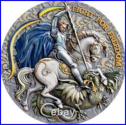 2023 Niue Fight for Freedom (Ukraine) Antique Finish 5 oz Silver Coin With Box