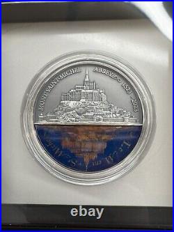 2023 Niue Mont Saint Michel Abbey 2oz 999 Silver Antique Coin HR Mintage 500