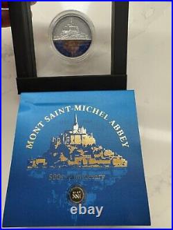 2023 Niue Mont Saint Michel Abbey 2oz 999 Silver Antique Coin HR Mintage 500