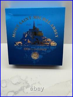 2023 Niue Mont Saint Michel Abbey 2oz 999 Silver Antique Coin HR Mintage 500