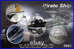 2023 Niue Pirate Ship 2oz Silver 3D Antiqued Shaped Coin