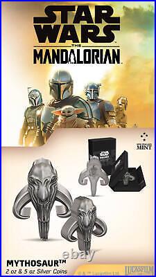 2023 Niue Star Wars Mandalorian Mythosaur 2oz Silver Antiqued Coin