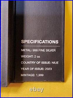 2023 Niue Star Wars Mandalorian Mythosaur 2oz Silver Antiqued Coin Mintage 1999