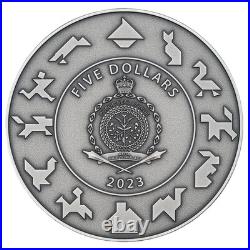 2023 Niue TANGRAM PUZZLE $5 Antique Finish 2 Oz Silver Coin