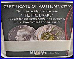 2023 Niue The Fire Drake 50g Silver Antiqued $2 Coin 1 of only 250 minted