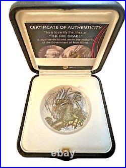 2023 Niue The Fire Drake 50g Silver Antiqued $2 Coin 1 of only 250 minted