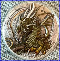 2023 Niue The Fire Drake 50g Silver Antiqued Coin