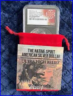 2023 Oglala Sioux $2 2-oz Silver Native War Horse. High Relief. Antique finish