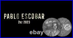 2023 Pablo Escobar 30th Ann. 2oz Silver Antiqued High Relief Coin Mintage of 500