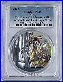 2023 Palau $10 Daydreamer Adventure 2 Oz Silver Coin Antique PCGS MS 70 FDOI HR