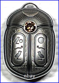2023 Palau Scarab Cheops Shaped 1 oz Silver Antique $5 Coin High Relief Box&COA