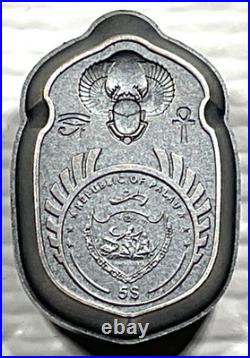 2023 Palau Scarab Cheops Shaped 1 oz Silver Antique $5 Coin High Relief Box&COA