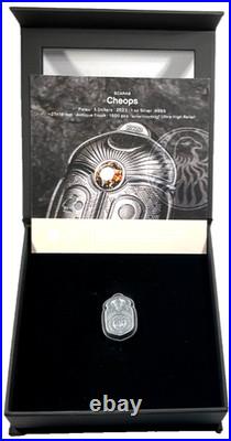 2023 Palau Scarab Cheops Shaped 1 oz Silver Antique $5 Coin High Relief Box&COA