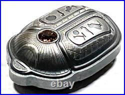 2023 Palau Scarab Cheops Shaped 1 oz Silver Antique $5 Coin High Relief Box&COA