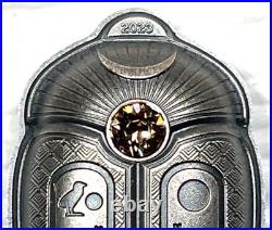 2023 Palau Scarab Cheops Shaped 1 oz Silver Antique $5 Coin High Relief Box&COA