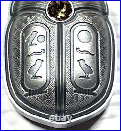 2023 Palau Scarab Cheops Shaped 1 oz Silver Antique $5 Coin High Relief Box&COA