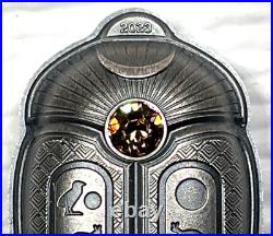 2023 Palau Scarab Cheops Shaped 1 oz Silver Antique $5 Coin High Relief Box&COA