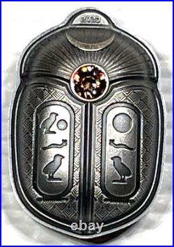 2023 Palau Scarab Cheops Shaped 1 oz Silver Antique $5 Coin High Relief Box&COA