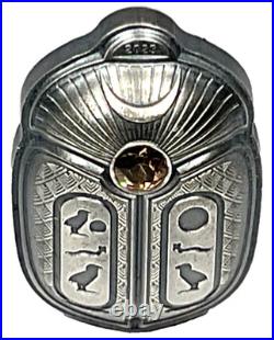 2023 Palau Scarab Cheops Shaped 1 oz Silver Antique $5 Coin High Relief Box&COA