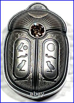 2023 Palau Scarab Cheops Shaped 1 oz Silver Antique $5 Coin High Relief Box&COA