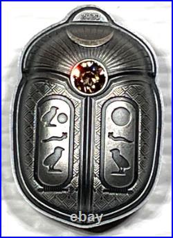 2023 Palau Scarab Cheops Shaped 1 oz Silver Antique $5 Coin High Relief Box&COA