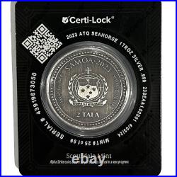 2023 SEAHORSE ANTIQUE 1 oz 999 Silver Coin Scottsdale? ALPHA STRIKE Only 99