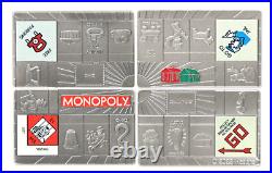 2023 Samoa Monopoly Game Board 4 x 1 oz. 999 Silver Antiqued Bar Set