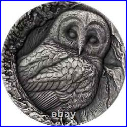 2023 Samoa Tree Hollow Brown Owl 1oz. 999 Silver Antique Finish Coin LOT#672