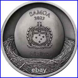 2023 Samoa Tree Hollow Brown Owl 1oz. 999 Silver Antique Finish Coin LOT#672