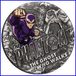 2023 Tuvalu The Phantom 2oz Silver Colorized Antiqued Coin
