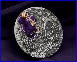 2023 Tuvalu The Phantom 2oz Silver Colorized Antiqued Coin