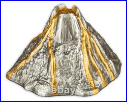 2023 Vanuatu Volcano 5oz Silver Antiqued 3D Shaped Coin