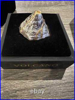 2023 Vanuatu Volcano Shaped 5 oz Antique Gilded Silver Coin Box & Coa 2023 Vanuatu Volcano Shaped 5 oz Antique Gilded Silver Coin Box & Coa